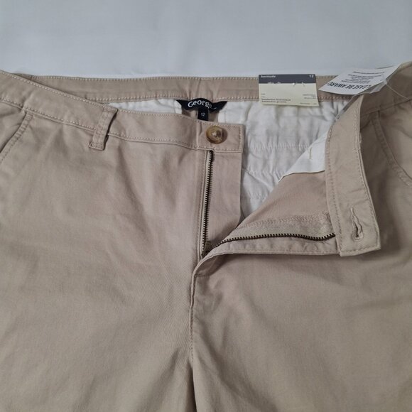 Womens Cotton Bermuda Shorts Size 12 Cotton Spandex w Stretch Beige Tan George - Picture 4 of 10